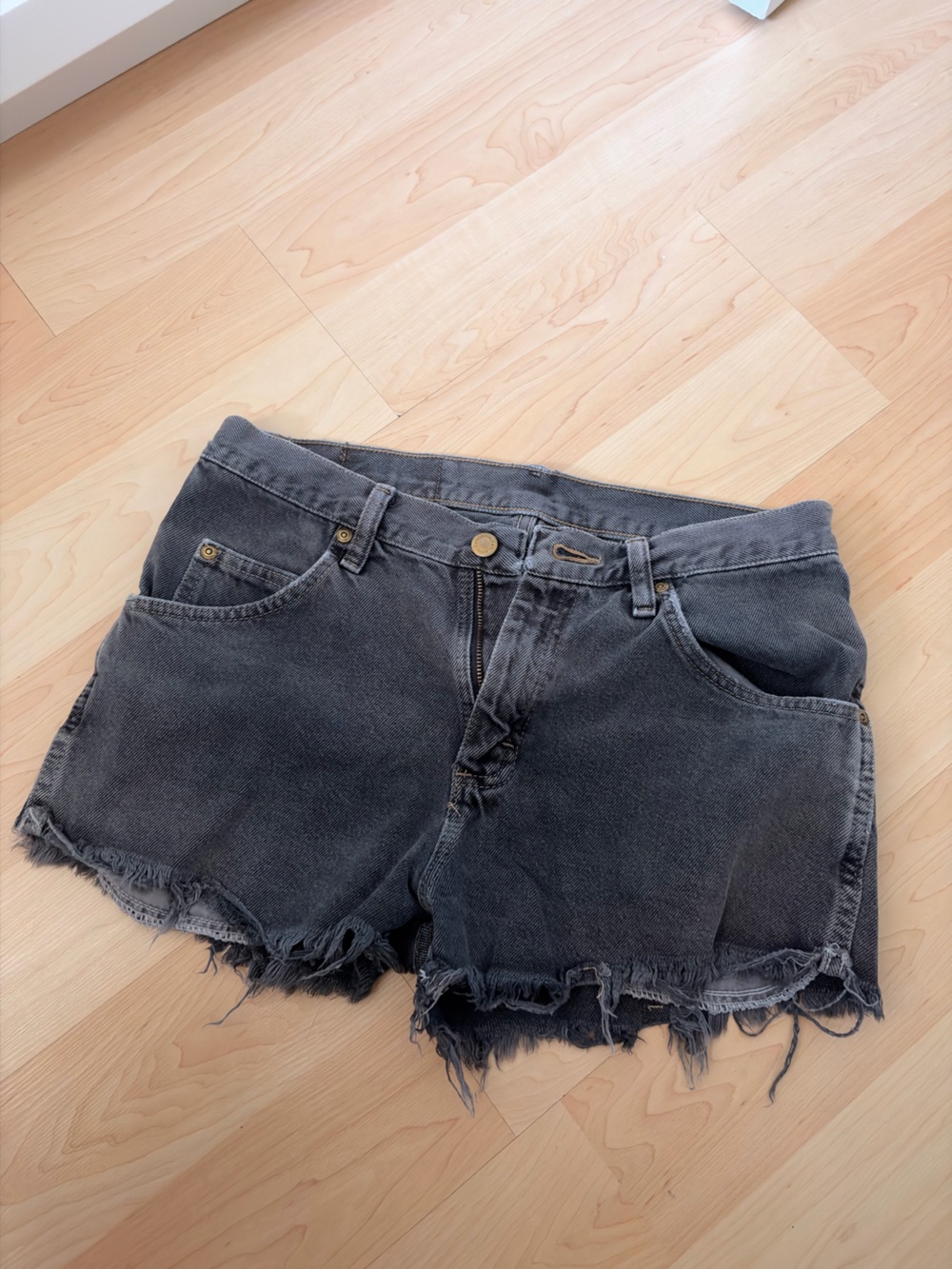 Wrangler Charcoal Washed Denim Cutoff Shorts